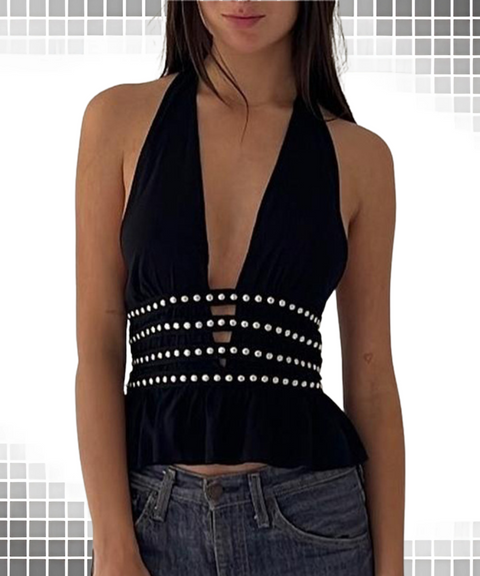 Studded Deep V Vest