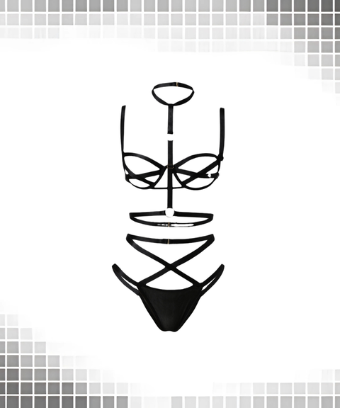 Women's Sexy Clothing, Sexy two-piece bondage lingerie set, Nightout, OOTD