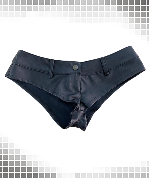 Sexy PU button low-waisted hot pants