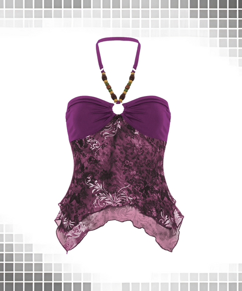 Retro Beaded Halter Top