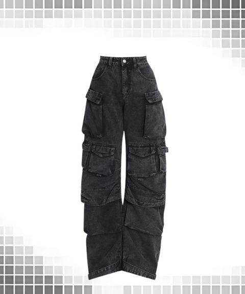 Multi-pocket Wide-leg Work pants