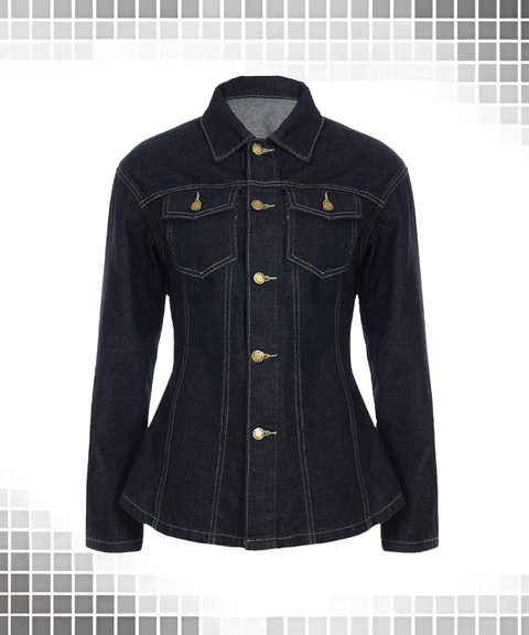 Slim-fit long-sleeved denim shirt/jacket