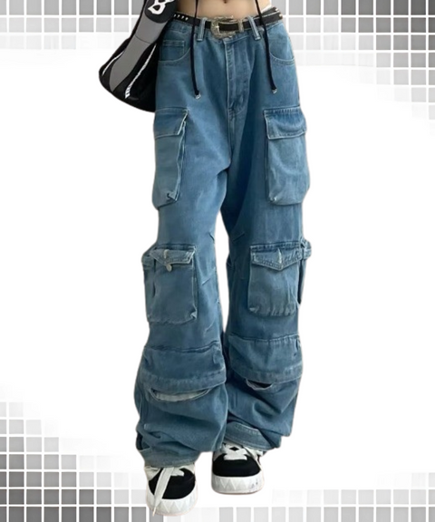 Multi-pocket Wide-leg Work pants