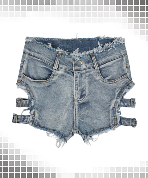 High-Waisted Distressed Denim Shorts