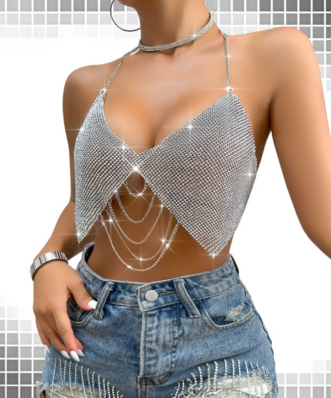 Sexy Fringe Rhinestone Camisole Top
