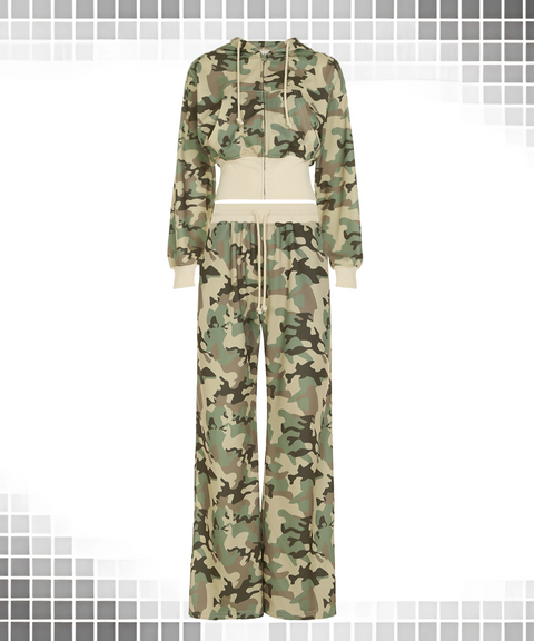 Hooded Long-sleeved Sweatshirt and Trousers Two-piece Set