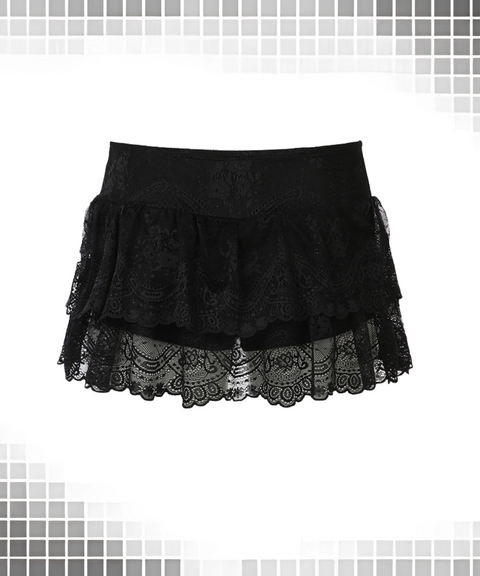 Low-waist Lace Pleated Skirt