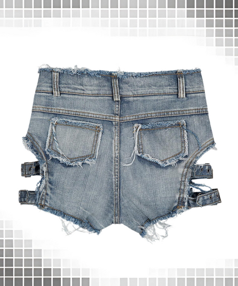 High-Waisted Distressed Denim Shorts