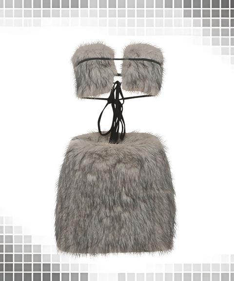 Sexy plush low-waisted bodycon skirt set