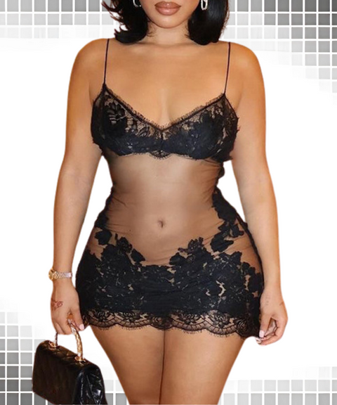 Lace Lace Suspender Dress