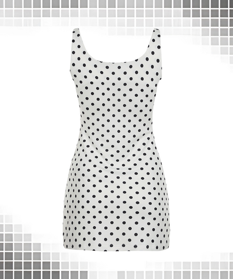 Polka Dot Print Suspender Dress