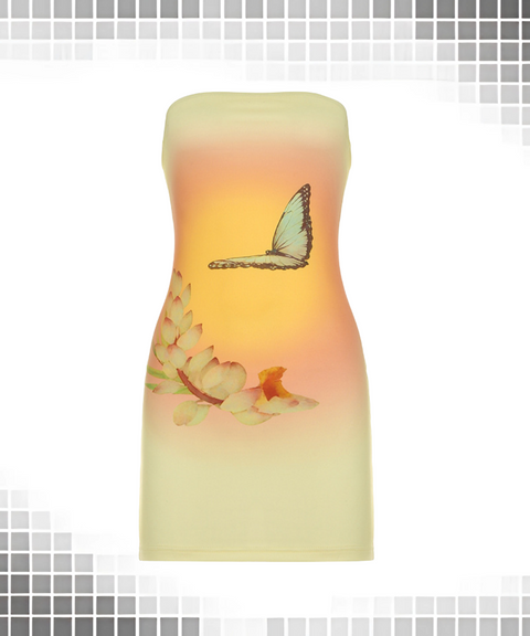 Sleeveless Butterfly Print Dress
