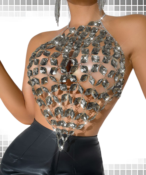 Sexy Rhinestone Patchwork Camisole Top