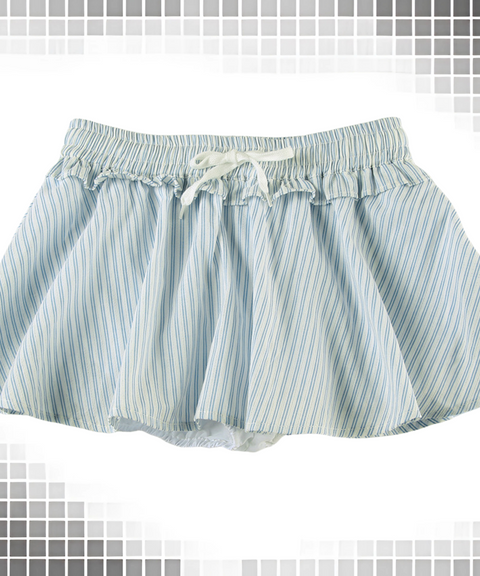 Striped Long Sleeve Shirt High Waist A-Line Skirt Set