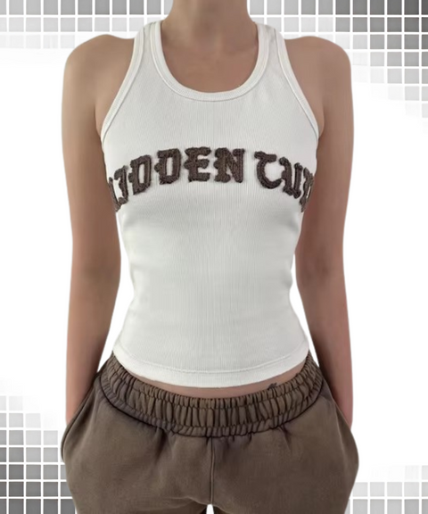 Letter embroidered short vest