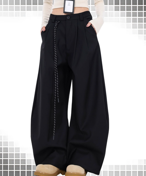 Double pleated cleanfit wide-leg scimitar pants