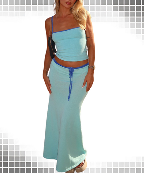 Taper Top High Waist Long Skirt Set