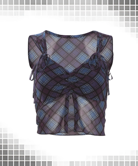 Vest plaid skirt set