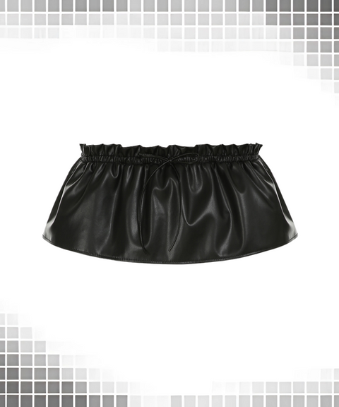 Leather Ruffled Low Waist Short Sexy Flower Bud Skirt With Shorts