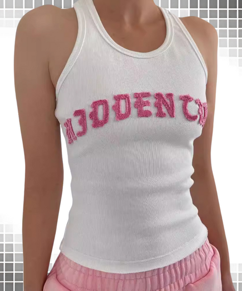 Letter embroidered short vest