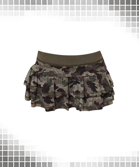 Camouflage pleated skirt
