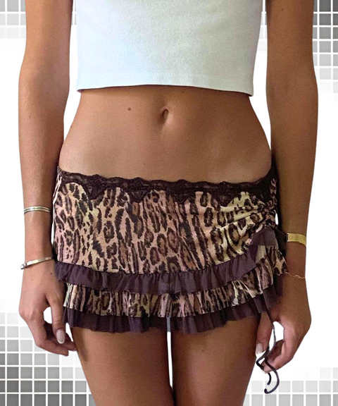 Leopard Print Low Waist Skirt