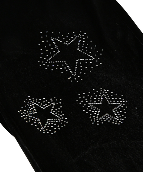 Star Rhinestone Velvet Flared Trousers