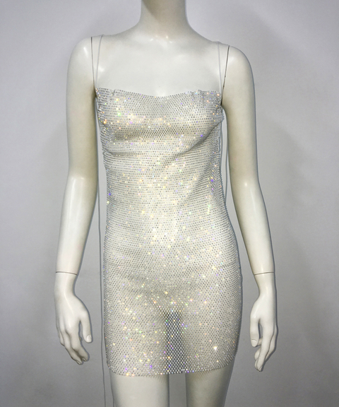 Sexy camisole rhinestone bodycon dress