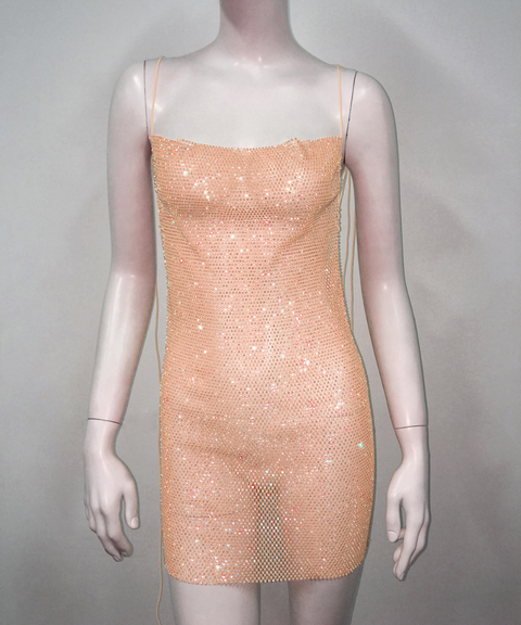 Sexy camisole rhinestone bodycon dress