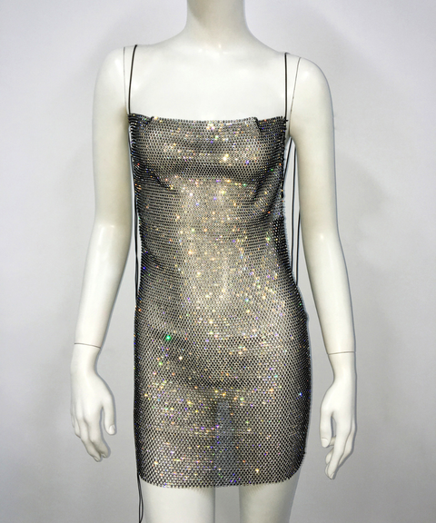 Sexy camisole rhinestone bodycon dress