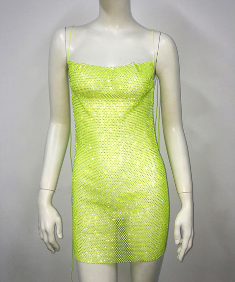 Sexy camisole rhinestone bodycon dress