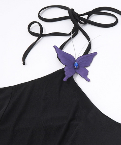 Butterfly Halter Neck Dress
