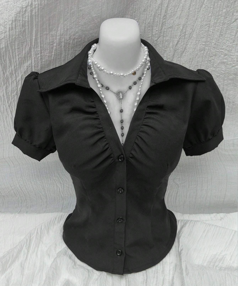 Polo Neck Single-breasted Shirt