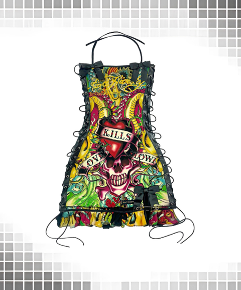 Women's Sexy Clothing, Vintage Halloween Skull Print Oil-Paint Style Drawstring Tube Dress, Nightout OOTD