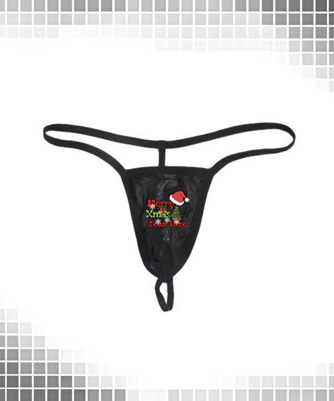 Men’s Sexy Letter Print Sheer Mesh Pearl String Low-Rise See-Through Thong, Nightout OOTD