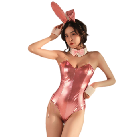Patent Leather Bunny Jumpsuit Sexy Lingerie Roleplay Bunny Girl Costume